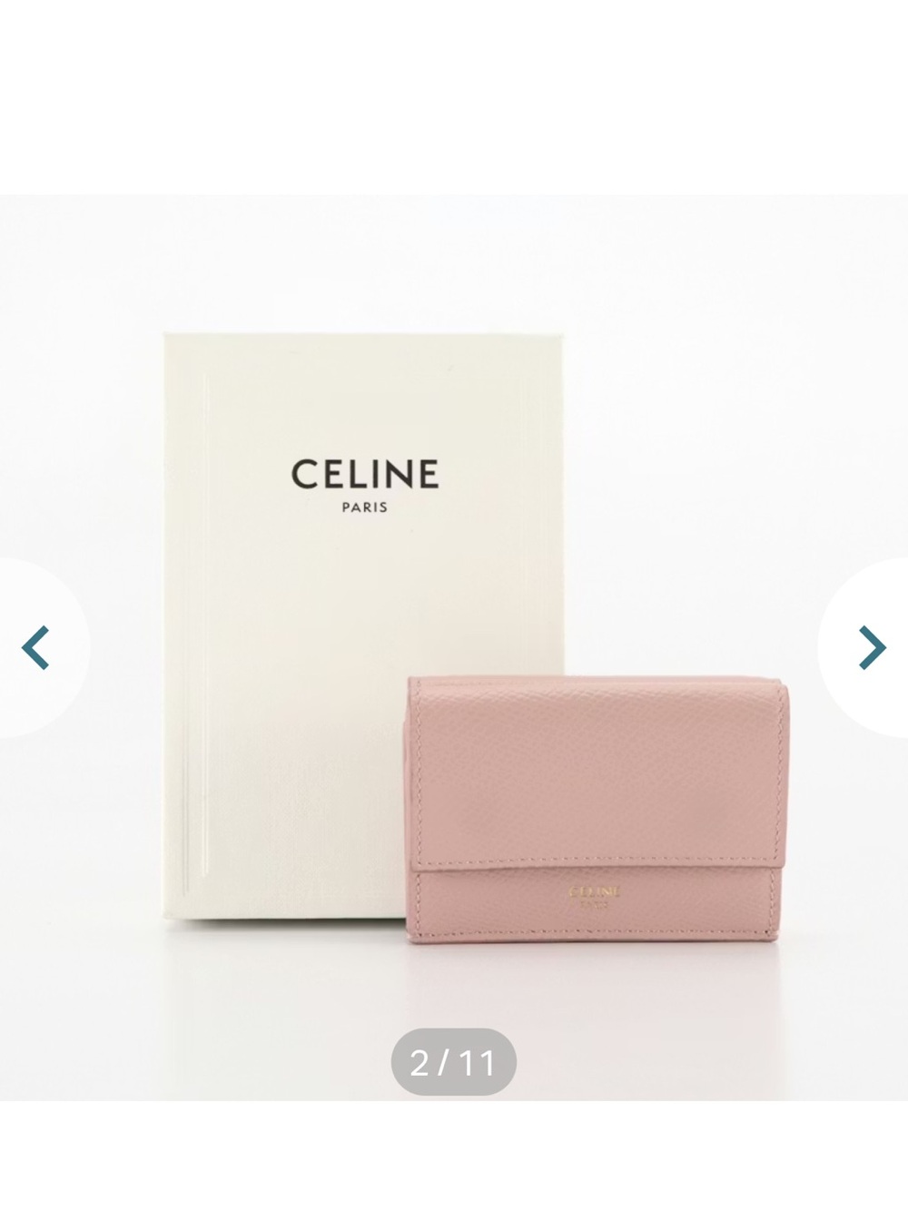 CELINE Compact Trifold Wallet Pink Calfskin Leather Made in Italy